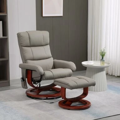 HOMCOM Recliner Chair With Ottoman, Electric Faux Leather Recliner - Grey 3 HOMCOM Recliner Chair With Ottoman, Electric Faux Leather Recliner - Grey
