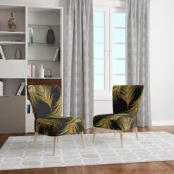 Designart "Golden Tropical Leaves Pattern" Upholstered Modern Accent Chair - Arm Chair - Side Chair 18 Designart "Golden Tropical Leaves Pattern" Upholstered Modern Accent Chair - Arm Chair - Side Chair -Baxton Acme Shop 530f87f1 7a8c 49e9 bb18 2511052b2d53