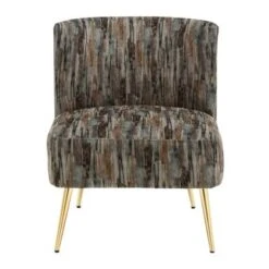 Silver Orchid Harding Slipper Chair - Light Brown/Gold Metal -Baxton Acme Shop 536e3d13 018a 4145 acda 09887fd4ebea