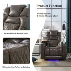 Nestfair Power Motion Recliner With USB Charging Port And Hidden Arm Storage - Brown -Baxton Acme Shop 53bacebb 5f7a 41b5 be3c 6c9c713e96a0
