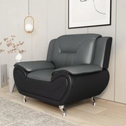 William Street 47.3" Faux Leather Upholstered Club Chair - Red/Black -Baxton Acme Shop 53f99fff 8091 4666 a022 0569b2389a30