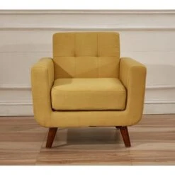 Grace Mid-Century Tufted Upholstered Rainbeau Living Room Sofa, Loveseat, And Chair 3-piece Set - Naples Yellow -Baxton Acme Shop 5406dfdc 5a2a 460e b947 33866062b30c