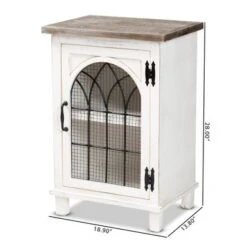 Baxton Studio Faron Traditional Farmhouse White And Oak Brown Wood 1-Door End Table - Off-White/Brown - Wood -Baxton Acme Shop 54210f5c 70ee 4639 8cbd 8ca5665568b7