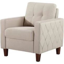 Gabrielo 35.2'' Linen Square Armchair - Beige -Baxton Acme Shop 54e2ce54 c3f3 4f6b bf29 2b39537eb16e