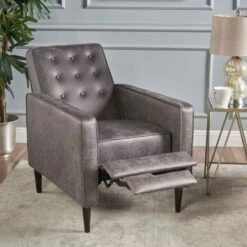 Mervynn Mid-Century Modern Microfiber Recliner (Set Of 2) By Christopher Knight Home - Grey -Baxton Acme Shop 55d0580b f851 47b5 aef1 b41dc2ae21a2