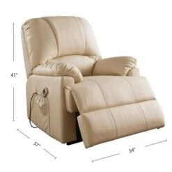PU Upholstered Recliner With Power Lift And Massage - Beige -Baxton Acme Shop 5604e843 8dde 462a ad11 3720cf54adca