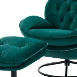 Velvet Tufted Lounge Chair And Ottoman With Swivel Metal Base - Pink -Baxton Acme Shop 574f2bf1 b8f8 4bdc 882d 295415026010