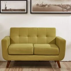 Grace Mid-Century Tufted Upholstered Rainbeau Living Room Sofa, Loveseat, And Chair 3-piece Set - Naples Yellow -Baxton Acme Shop 57c1aa99 f82d 4fdb 9969 ba28bd52a07f