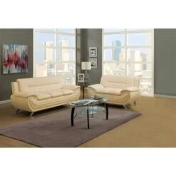 Michael Segura Sofa+Loveseat Living Room Set - Cream