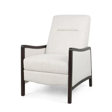 Veatch Contemporary Upholstered Pushback Recliner By Christopher Knight Home - Charcoal + Dark Walnut 5 Veatch Contemporary Upholstered Pushback Recliner By Christopher Knight Home - Charcoal + Dark Walnut - Image 3