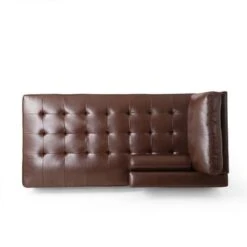 Malinta Contemporary Tufted Chaise Lounge By Christopher Knight Home - 66.75" L X 31.50" W X 33.00" H - Dark Brown + Espresso -Baxton Acme Shop 5913b527 c918 4a28 a5d7 852feaeddf81