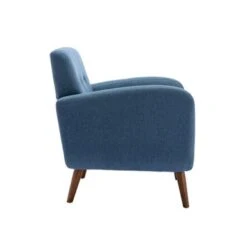 Porthos Home Suri Accent Chair, Fabric Or PU Upholstery, Rubberwood Legs - Blue Fabric -Baxton Acme Shop 59897170 d6a1 490d be15 47404be9eb67