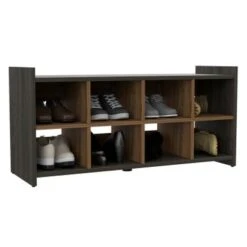 FM Furniture Harrison Entryway Shoe Rack With 8 Compartments - Carbon Espresso/Mahogany -Baxton Acme Shop 59b437c4 22d8 409b a012 8a87201d7e8e