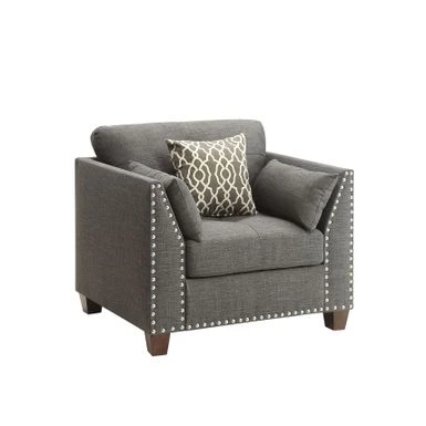 ACME Laurissa Chair W/3 Pillows, Light Charcoal Linen 5 ACME Laurissa Chair W/3 Pillows, Light Charcoal Linen - Image 3