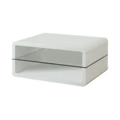 Rectangle 2-shelf Coffee Table Glossy White -Baxton Acme Shop 59f0a453 e38c 4ef1 9ea7 1ae4d0628b67