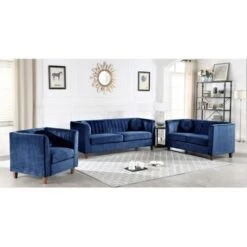 Lowery Kitts Velvet Classic Chesterfield Living Room Set - Black -Baxton Acme Shop 5a27c6fa a849 44b0 b2c4 f39ec2f3bff7