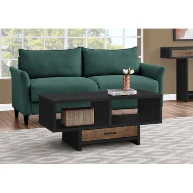 Coffee Table/ Accent/ Cocktail/ Rectangular/ Storage/ Living Room/ 42" L/ Drawer/ Laminate/ Black/ Brown/ Contemporary/ Modern