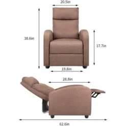 Fabric Recliner Chair Massage Recliner Sofa Chair Adjustable Reclining Chairs Home Theater Single Modern - Brown -Baxton Acme Shop 5a906126 bd64 4f7f 8168 cb6879c65ebb