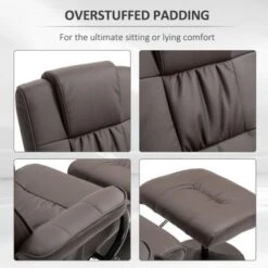 HOMCOM Massaging Faux Leather Recliner Chair And Ottoman Set For Living Room, Bedroom, Or Office, Brown - Brown -Baxton Acme Shop 5ad999c1 6383 4bf0 bccd fcaf1c1bb4b9