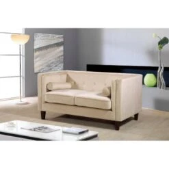 Kittleson Classic Nailhead Chesterfield 2 Piece Living Room Set - Ivory -Baxton Acme Shop 5b08185f e3b3 481c 9862 f7fa6afd631b