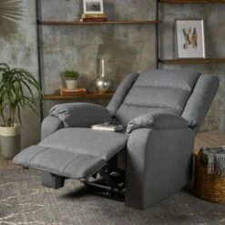 Adrianne Fabric Power Recliner Club Chair By Christopher Knight Home - Blue -Baxton Acme Shop 5b2a37ba 050f 48f7 892e f3f1ff4b1f75