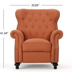 Walder Tufted Nailhead Fabric Recliner By Christopher Knight Home - Orange -Baxton Acme Shop 5b475156 dcdd 44a8 930d 764b43a3600a