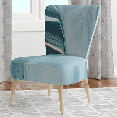 Designart "Blue Modern Water I" Upholstered Modern Accent Chair - Arm Chair - Side Chair 9 Designart "Blue Modern Water I" Upholstered Modern Accent Chair - Arm Chair - Side Chair - Image 7