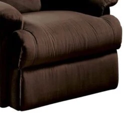 Fabric Upholstered Metal Glider Recliner With Pull Out Handle, Brown -Baxton Acme Shop 5c0146c7 500c 4796 a32c c877728773e1