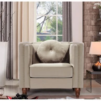Angie Classic Kittleson Chesterfield 3-Piece Set-Loveseat Sofa & Chair - Ivory 11 Angie Classic Kittleson Chesterfield 3-Piece Set-Loveseat Sofa & Chair - Ivory - Image 9