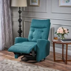 Woodglen Swivel/Glider Push Back Nursery Recliner By Christopher Knight Home - Teal,Black -Baxton Acme Shop 5da78d85 6491 4d13 8632 b60ccf47033e