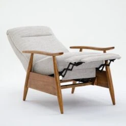 Taylor Wood Arm Push Back Recliner In Performance Fabric By Greyson Living - Sea Oat -Baxton Acme Shop 5daed7fe 051a 49fd 8b33 f1ad0bd79995