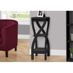 Accent Table/ Side/ End/ Plant Stand/ Square/ Living Room/ Bedroom/ Laminate/ Black/ Transitional
