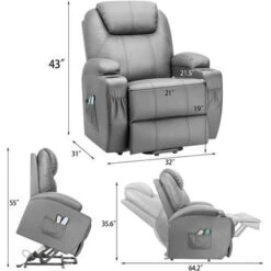 Power Lift Recliner PU Leather With Massage And Heating - Brown -Baxton Acme Shop 5ec64ab3 6ed7 43dd 832c 55ae9f48e843