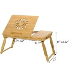 Sunflower Carving Pattern Adjustable Computer Desk Wood Color - Champagne -Baxton Acme Shop 5f75768f da8b 43af 9923 1d621a3f73ee