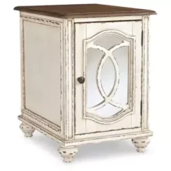 White/Brown Realyn Chair Side End Table