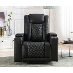 Electric Power Recliner Chair With USB Ports And Cup Holders - Black
