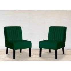 Barnes Velvet Stripe Back Accent Chair Set Of 2 - Eggplant -Baxton Acme Shop 607317e1 71a2 48ce 95ce 2b2aba123e59