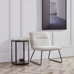 Corvus Cosmo Fabric Lounge Accent Slipper Chair - Beige -Baxton Acme Shop 60ca2ca1 7e7c 4b91 9a39 c3752ca15641