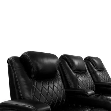 Valencia Oslo Top Grain Nappa 11000 Leather Theater Seating Power Recliner Row Of 2 Loveseat Black - Black With Power Headrest And Power Lumbar Support 6 Valencia Oslo Top Grain Nappa 11000 Leather Theater Seating Power Recliner Row Of 2 Loveseat Black - Black With Power Headrest And Power Lumbar Support - Image 4