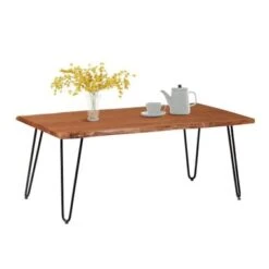 ExBrite Solid Wood Live Edge Coffee Table Top Thick 25MM Metal Legs Hairpin - Wood -Baxton Acme Shop 620ca3c9 688b 4413 80a6 a8becb0207a4