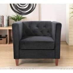 Lisette Velvet 3PCs Living Room Set - Dark Blue -Baxton Acme Shop 6336f3a1 b630 4f3a 8d27 1ec484312be3