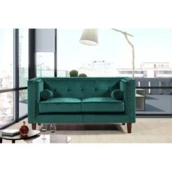 Kittleson 60'' Velvet Tuxedo Arm Loveseat - Grey 37 Kittleson 60'' Velvet Tuxedo Arm Loveseat - Grey -Baxton Acme Shop 6413b0ad 1138 4a71 a011 119fa290ef25