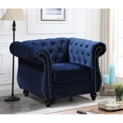 Georgia Chesterfield Chair - Blue -Baxton Acme Shop 64367e79 776b 4ea3 b81c e1dc3424e390