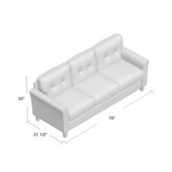 Kouchouk 78.7'' Linen Flared Arm Sofa - Dark Grey -Baxton Acme Shop 6441c777 0651 4240 be3e 0b6ae2b11449