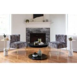 Silver Orchid Harding Slipper Chair - Light Brown/Gold Metal -Baxton Acme Shop 64965b0d 0a85 4a89 802b 2e83de8fb725