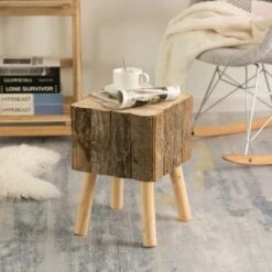 Vintiquewise Decorative Natural Wooden Log Box Shaped Side Table - Single -Baxton Acme Shop 6499f4d1 eadc 4496 a240 1e6f7eb6a601