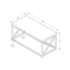 Coffee Table/ Accent/ Cocktail/ Rectangular/ Living Room/ 44"L/ Metal/ Laminate/ Grey/ Chrome/ Contemporary/ Modern -Baxton Acme Shop 64c8a2a1 91b0 46b0 a2a0 4b9c5a13f368