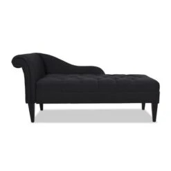 Harrison Tufted Roll Arm Chaise Lounge - Jet Black Woven -Baxton Acme Shop 66031ab8 98be 4d9b bee0 ef3e56bae888