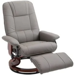 HomCom Faux Leather Adjustable Manual Swivel Base Recliner Chair With Comfortable And Relaxing Footrest - Brown -Baxton Acme Shop 6605328b 22cc 4691 bd09 3f767171e9f5