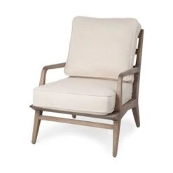 Harman II Off-White Fabric Seat W/ Ash Wood Frame Accent Chair - 24" W X 30" D X 31"H - 24" W X 30" D X 31"H